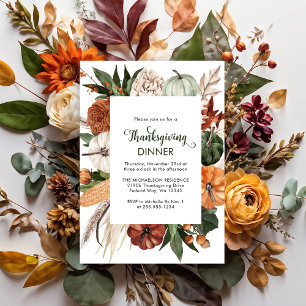 Prospectus 11,4 Cm X 14,2 Cm Invitation de dîner Rustique Green Thanksgiving