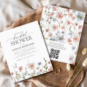 Prospectus 11,4 Cm X 14,2 Cm Invitation de la douche nuptiale du code QR du Fle
