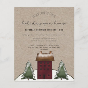 Prospectus 11,4 Cm X 14,2 Cm Invitation de maison ouverte de vacances rustique 