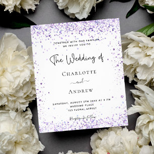 Prospectus 11,4 Cm X 14,2 Cm Invitation de mariage à budget avec écriture paill