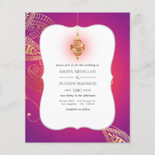 Prospectus 11,4 Cm X 14,2 Cm Invitation de mariage bollywood arabe en feuille d