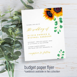 Prospectus 11,4 Cm X 14,2 Cm Invitation de mariage budget tournesols eucalyptus