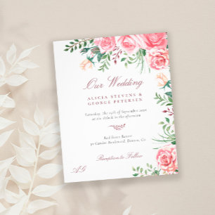 Prospectus 11,4 Cm X 14,2 Cm Invitation de mariage élégante avec des roses rose