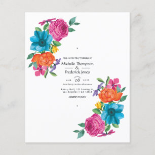Prospectus 11,4 Cm X 14,2 Cm Invitation de mariage Floral Fiesta aquarelle