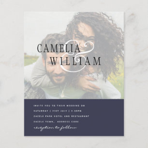 Prospectus 11,4 Cm X 14,2 Cm INVITATION DE MARIAGE Photo Engagement Réserver la