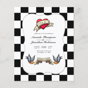 Prospectus 11,4 Cm X 14,2 Cm Invitation de mariage Rockabilly