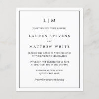 Invitation de mariage simple noir et blanc à petit