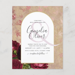 Prospectus 11,4 Cm X 14,2 Cm Invitation de mariage Vintage de roses rouges bota