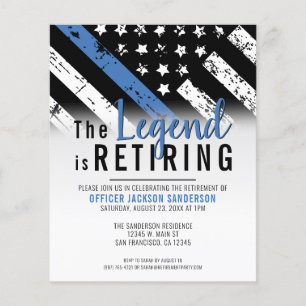 Prospectus 11,4 Cm X 14,2 Cm Invitation de retraite de police de la ligne mince