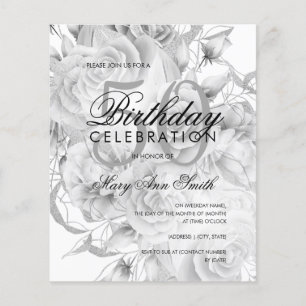 Prospectus 11,4 Cm X 14,2 Cm Invitation élégante pour les 50 ans avec fleurs ar