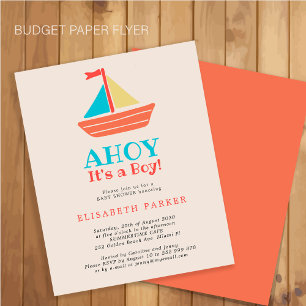 Prospectus 11,4 Cm X 14,2 Cm Invitation Flyer de Baby Shower Budget Ahoy C'est 