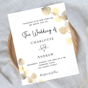 Prospectus 11,4 Cm X 14,2 Cm Invitation mariage golden eucalyptus budget