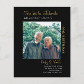 Prospectus 11,4 Cm X 14,2 Cm Invitation noire pour 90e anniversaire à petit bud (Devant)