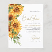 Prospectus 11,4 Cm X 14,2 Cm Invitation nuptiale de tournesol rustique budget (Devant)