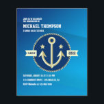 Prospectus 11,4 Cm X 14,2 Cm Invitation photo de la fête de graduation sur le t<br><div class="desc">Invitation photo de la fête de graduation à thème de la Marine avec des accents de blanc, or et bleu marine personnalisable pour vos détails de l'événement. Veuillez noter que cette invitation budgétaire est sur papier de prospectus et elle est très mince. Les enveloppes ne sont pas incluses. Pour des...</div>