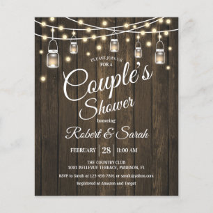 Prospectus 11,4 Cm X 14,2 Cm Invitation Rustique en Bois pour Fête de Couple à