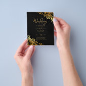 Prospectus 11,4 Cm X 14,2 Cm Invitations Black Gold Lace Wedding (main)