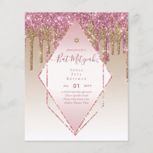 Prospectus 11,4 Cm X 14,2 Cm Invitations de BAR MITZVAH clinquantes Paillettes 