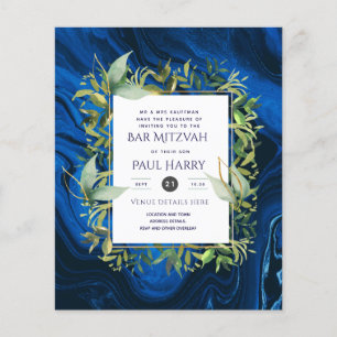 Prospectus 11,4 Cm X 14,2 Cm Invitations de Bat mitzvah Starry Night Blue Bar