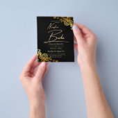 Prospectus 11,4 Cm X 14,2 Cm Invitations de Mariage Black Gold Lace (main)
