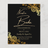 Prospectus 11,4 Cm X 14,2 Cm Invitations de Mariage Black Gold Lace (Devant)