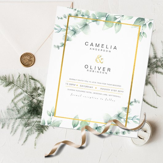 Prospectus 11,4 Cm X 14,2 Cm Invitations de mariage budget Eucalyptus verdure