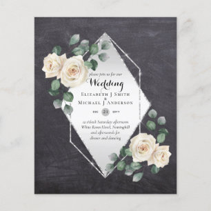 Prospectus 11,4 Cm X 14,2 Cm INVITATIONS DE MARIAGE BUDGÉTAIRE - Roses blanches