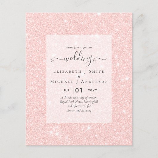 Prospectus 11,4 Cm X 14,2 Cm INVITATIONS DE MARIAGE BUDGÉTAIRE - Script minimal (Devant)