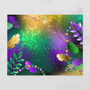 Prospectus 11,4 Cm X 14,2 Cm Iridescente mardi gras arrière - plan avec perles