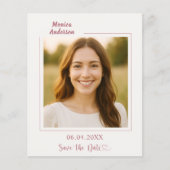 Prospectus 11,4 Cm X 14,2 Cm Ivory rose gold photo birthday Save the Date (Devant)