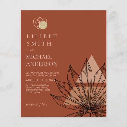 Prospectus 11,4 Cm X 14,2 Cm Japandi Abstrait Scandinave Mariage géométrique (Devant)