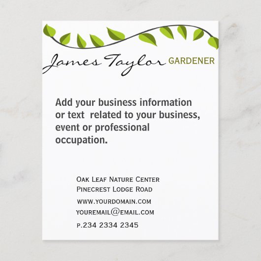 Prospectus 11,4 Cm X 14,2 Cm Jardin Feuille Vert (Devant)