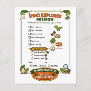 Prospectus 11,4 Cm X 14,2 Cm Jeu de fête d'anniversaire dinosaure Explorateur D