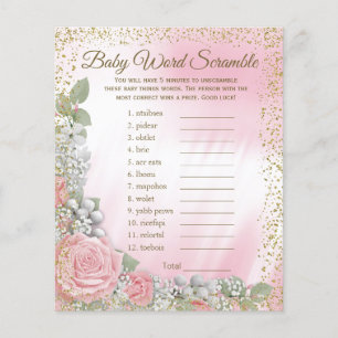 Prospectus 11,4 Cm X 14,2 Cm Jeux de Baby Shower Fille Rose Or Rose et Baby's B