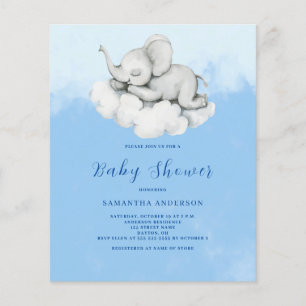 Prospectus 11,4 Cm X 14,2 Cm Joli éléphant budget Baby shower garçon Invitation