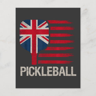 Prospectus 11,4 Cm X 14,2 Cm Joueur de Pickleball Paddle Drapeau Royaume-Uni