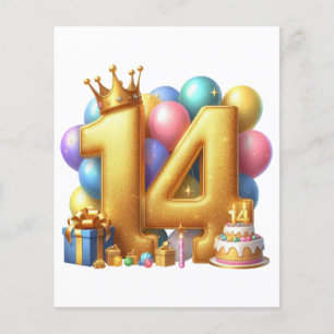 Prospectus 11,4 Cm X 14,2 Cm Joyeux 14e anniversaire