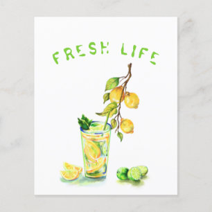 Prospectus 11,4 Cm X 14,2 Cm Jus de citron frais Boisson fraîche Limonade Fête