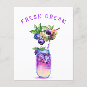 Prospectus 11,4 Cm X 14,2 Cm Jus de myrtille frais boisson fraîche - Cocktail d