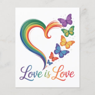 Prospectus 11,4 Cm X 14,2 Cm l'amour est l'amour lgbt papillon cœur arc-en-ciel