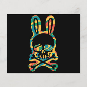 Prospectus 11,4 Cm X 14,2 Cm Lapin de Pâques Retro Tie Dye Bunny Ski Cross Bone