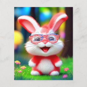 Prospectus 11,4 Cm X 14,2 Cm Lapin rouge portant des lunettes américaines-44244