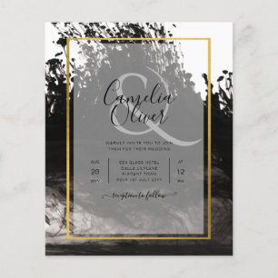 Prospectus 11,4 Cm X 14,2 Cm LeahG Black Gold INK Mariage Abstrait Invitation