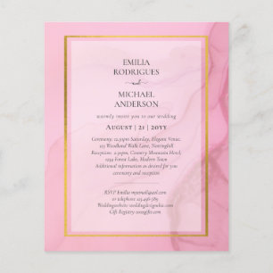 Prospectus 11,4 Cm X 14,2 Cm LeahG Blush Pink Gold INK Ombre Wedding INVITE