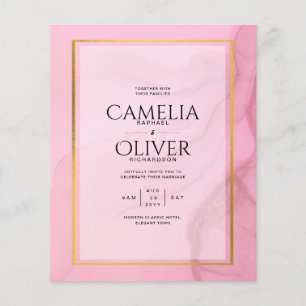 Prospectus 11,4 Cm X 14,2 Cm LeahG Blush Pink Gold INK Ombre Wedding INVITE