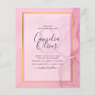 Prospectus 11,4 Cm X 14,2 Cm LeahG Blush Pink Gold INK Ombre Wedding INVITE