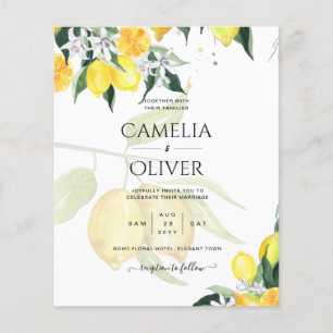 Prospectus 11,4 Cm X 14,2 Cm LeahG Citrus Lemons Budget Mariage Inviter Jaune