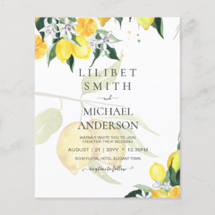 Prospectus 11,4 Cm X 14,2 Cm LeahG Citrus Lemons Budget Mariage Inviter Jaune