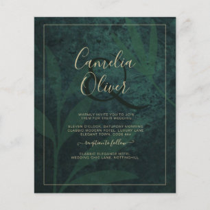 Prospectus 11,4 Cm X 14,2 Cm LeahG Emerald Forest Green Gold Wedding Invitation
