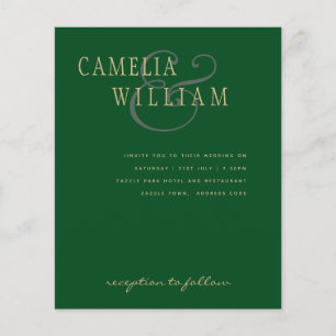 Prospectus 11,4 Cm X 14,2 Cm LeahG Emerald Green Gold Modern Wedding Invitation